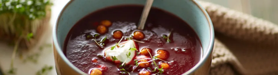 Bietensoep met geroosterde kikkererwten