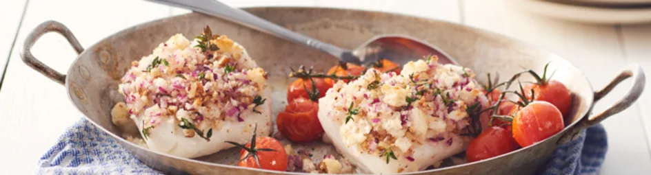 Skrei met knapperig korstje uit de oven