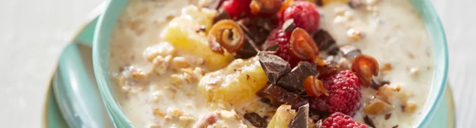 Overnight oats met chocolade en frambozen