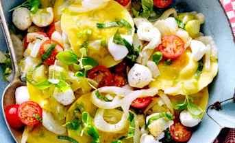 Gevulde pasta met gestoofde venkel en mozzarella