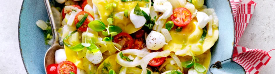 Gevulde pasta met gestoofde venkel en mozzarella