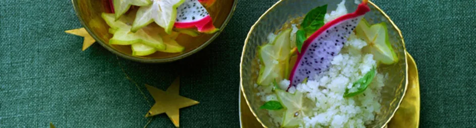 Meloengranita met basilicum