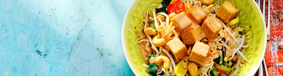 Rijstnoedels met tofu-curry