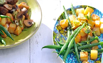 Champignons en aardappel met biefreepjes