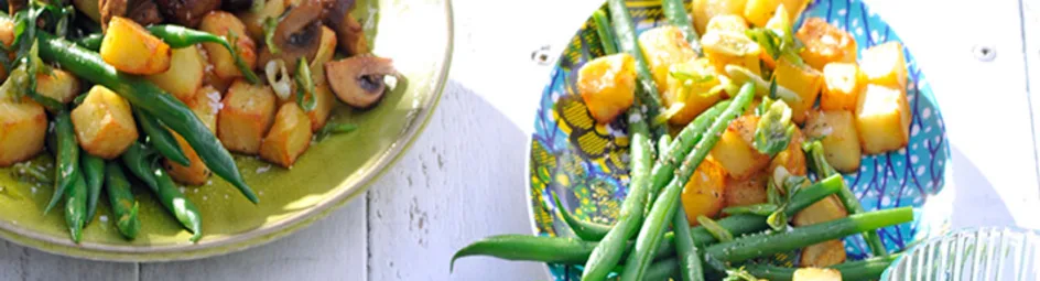 Champignons en aardappel met biefreepjes