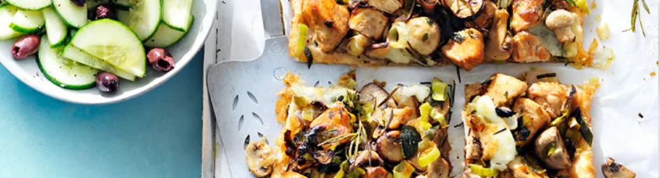 Plaattaart met gemengde champignos en kipfilet