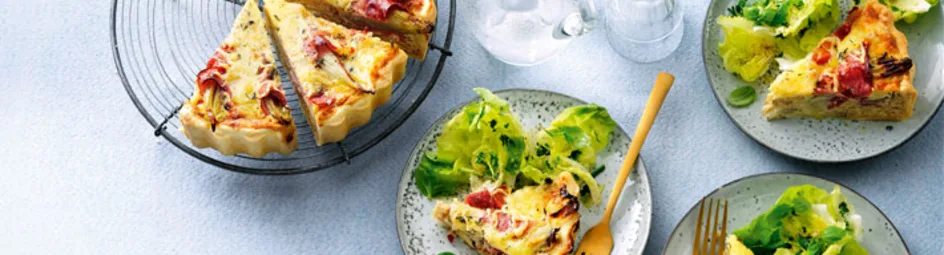 Hartige taart met witlof en ham