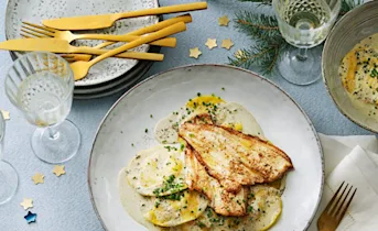 Gevulde pasta met scholfilet en truffelsaus