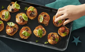 Zoete aardappel mini pizza’s