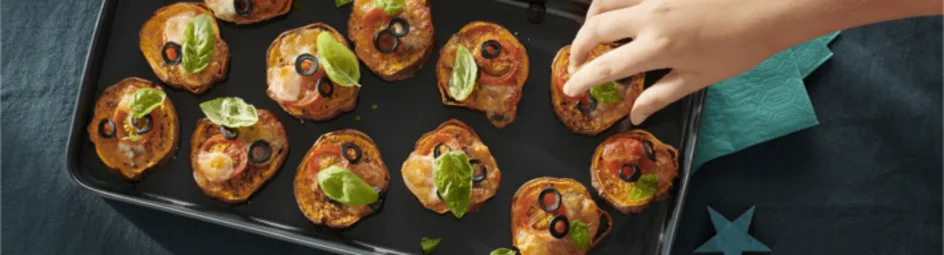 Zoete aardappel mini pizza’s
