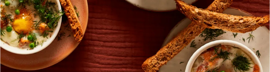 Oeuf en cocotte met zalm