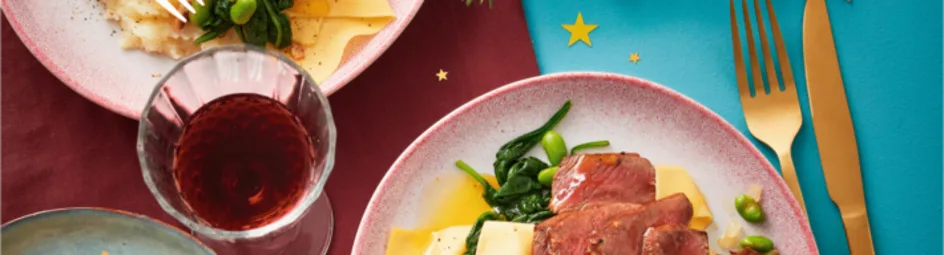 Open lasagne met hertenbiefstuk