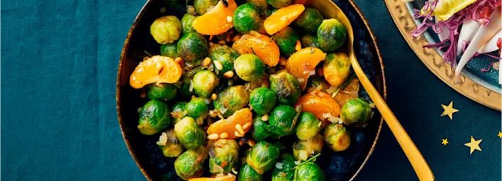 Gebakken spruiten met mandarijn en rozemarijn