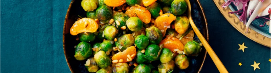 Gebakken spruiten met mandarijn en rozemarijn