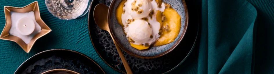Ricotta ijs met passievrucht