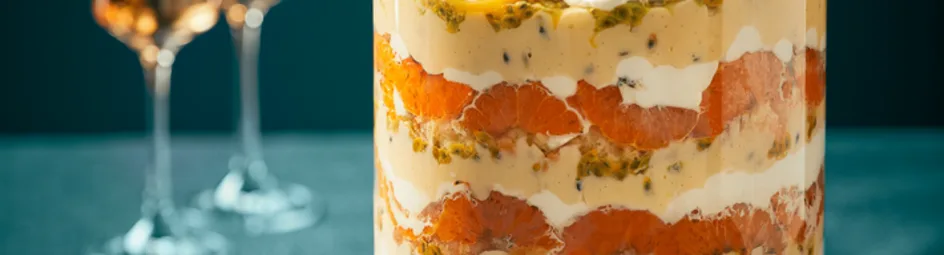 Trifle met mango en passievrucht