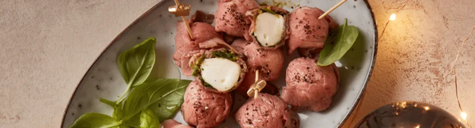 Rosbief bonbons met mozzarella