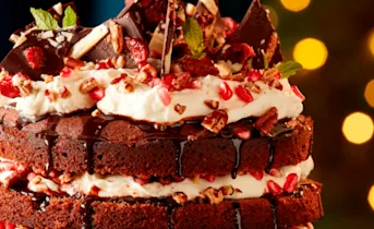 Chocoladeroomtaart met granaatappel