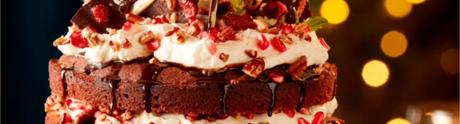 Chocoladeroomtaart met granaatappel