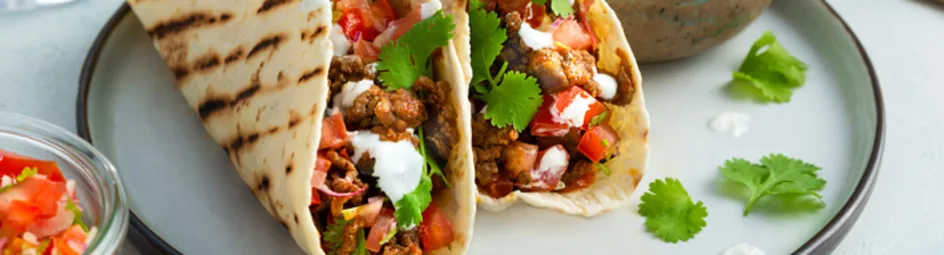 Taco’s met frisse limoen yoghurt-dressing