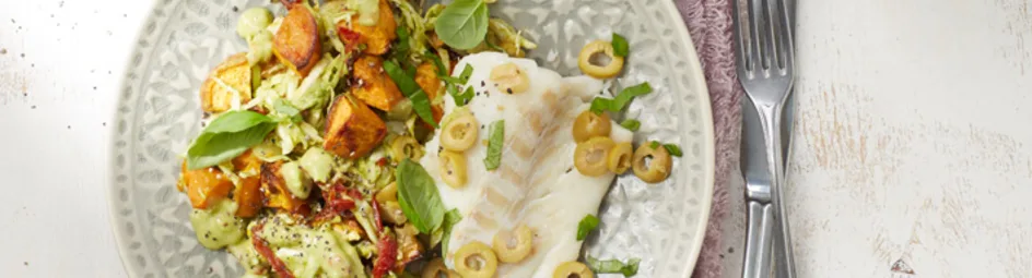 Kabeljauw met zoete-aardappelsalade