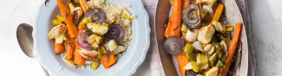 Wortels en prei uit de oven