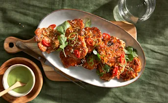 Oosterse zalmkoekjes met wasabimayonaise