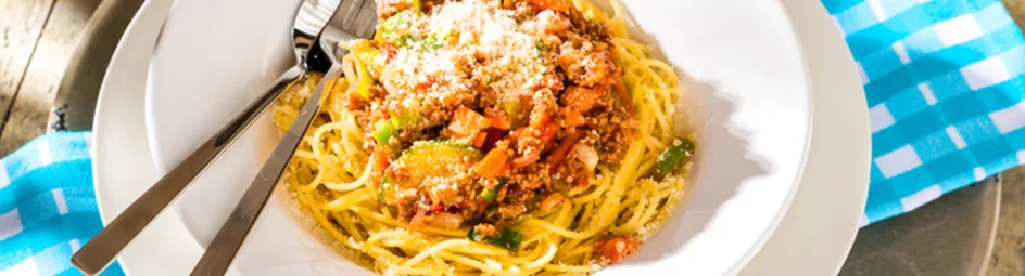 Spaghetti met gehakt en Italiaanse groentenmix