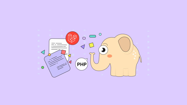 The PHP name and the PHP elephant character meet with the Laravel logo to celebrate some documentation together