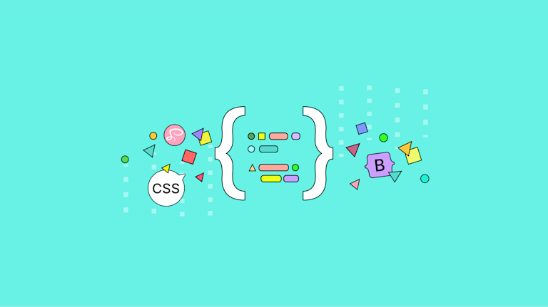 CSS, the initialism, appearing in a box, surrounded by colour, showing the design power of CSS