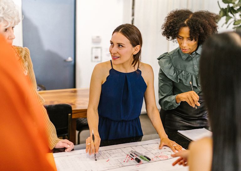 Group of women making a business decision