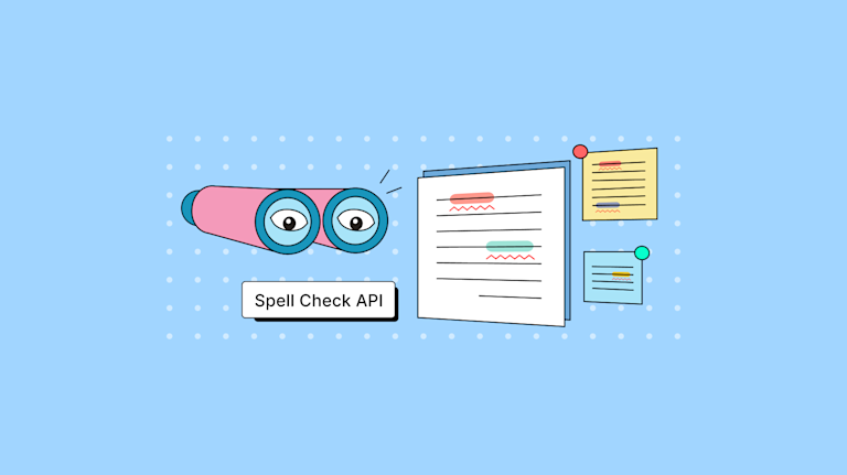 Eyes in binoculars checking a document for spelling errors