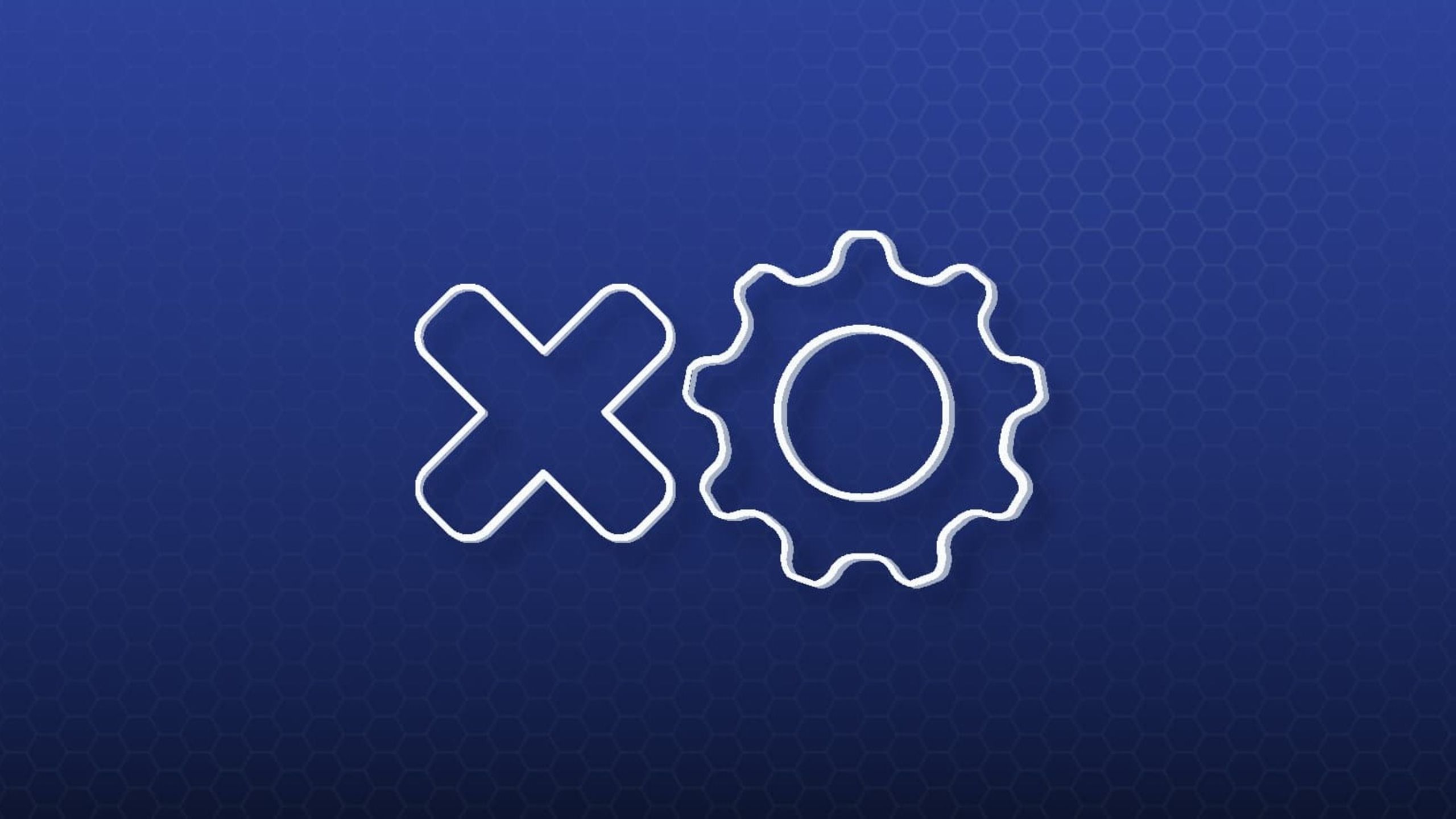 A cross icon and a cog icon representing APIs on a hexagon pattern background