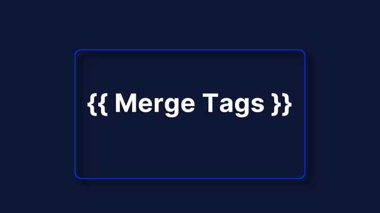 Merge tags text on a blue background