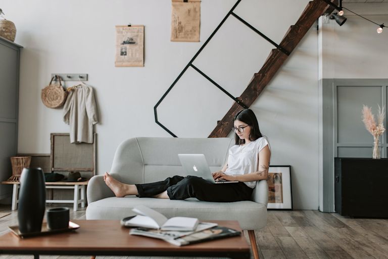 A lady working from home