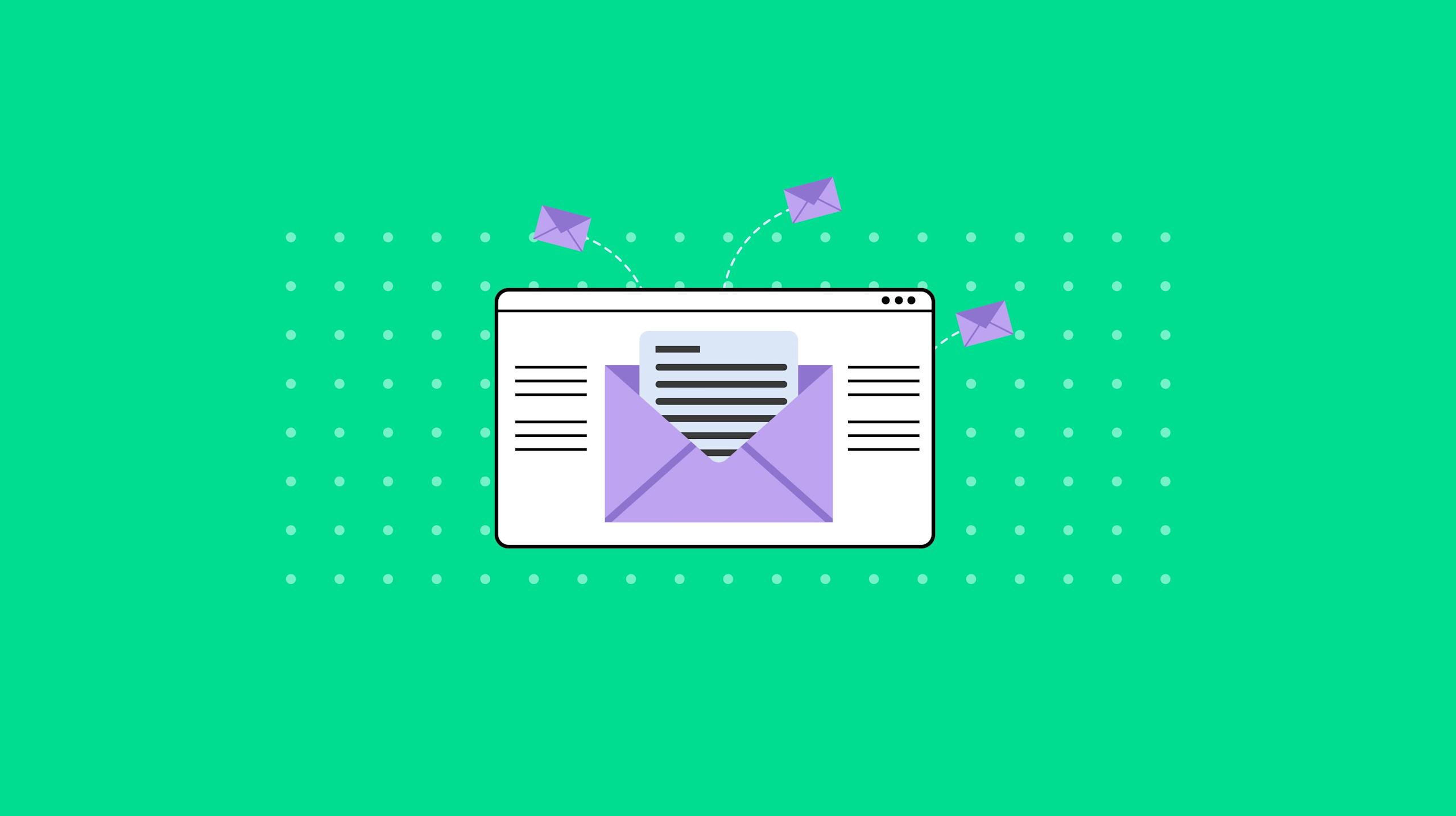 Email display is represented by emails arriving in a browser with consistent shape and color
