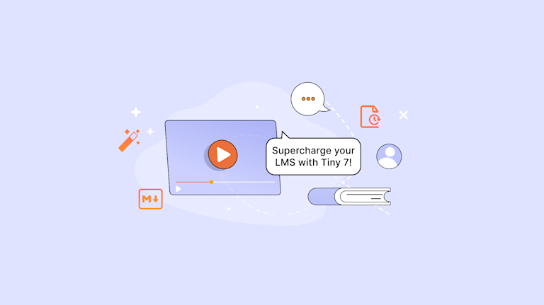 A picture of a book, media, spellcheck, and revision history to show learning management systems with TinyMCE