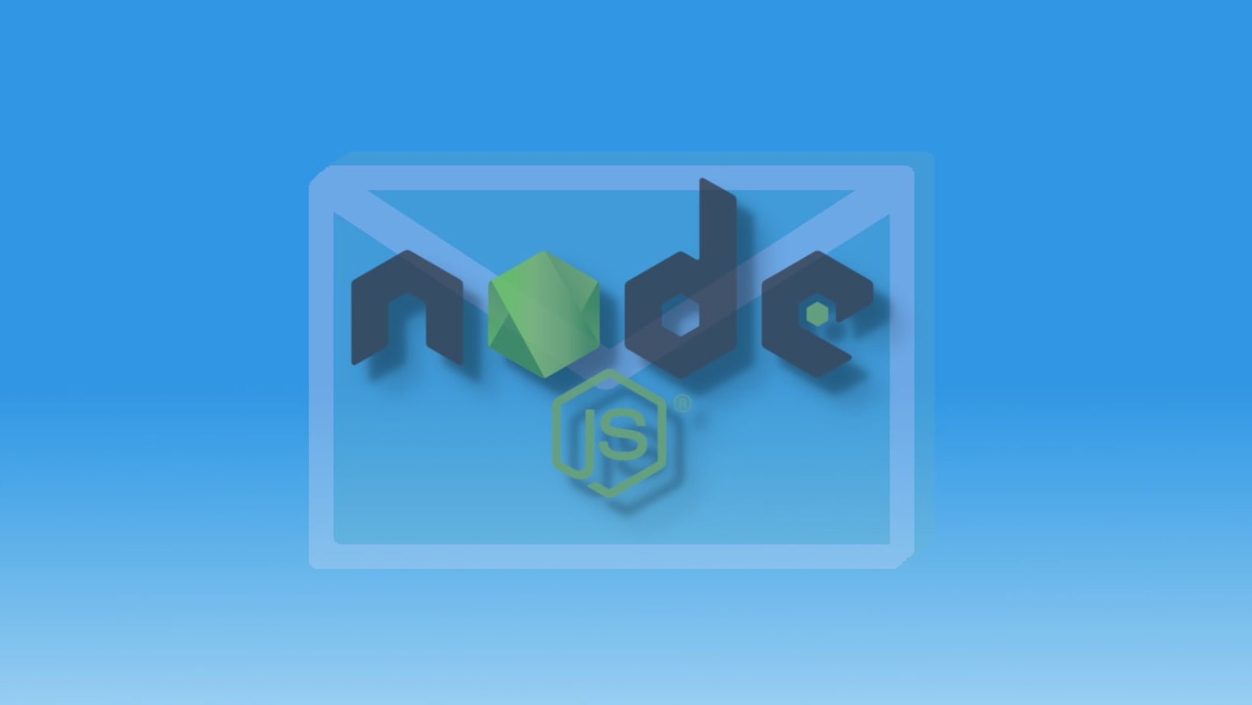 Node JS used for sending test email, represented by an envelope icon and the node logo.