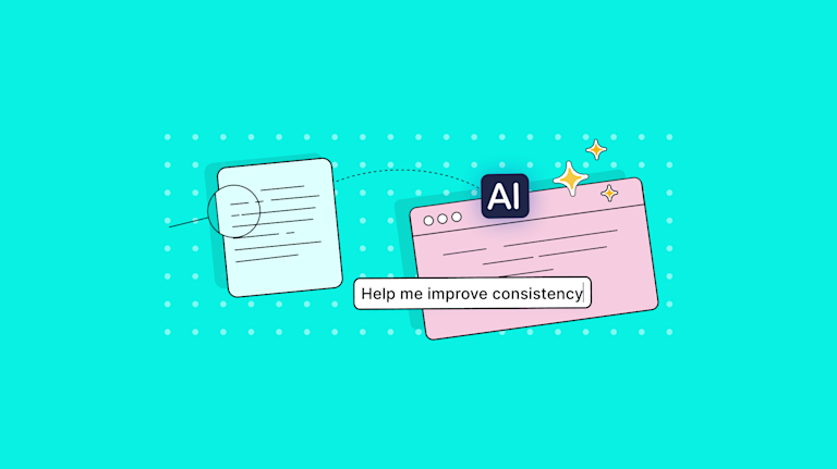 An illustration showing how an Ai assistant can improve consistency in writing by TinyMCE
