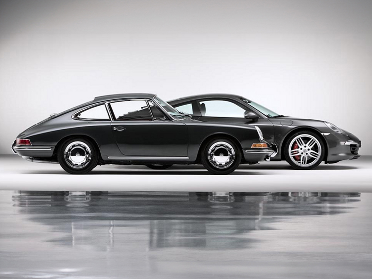 Classic 1964 Porsche 911 and 911 Carrera 4S (type 992)