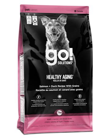 Croquettes Go! Solutions Healthy Aging, recette au saumon et au canard pour chiens