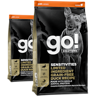 Go! Solutions Sensitivities Grain-Free Duck dog kibble bags