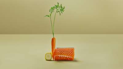 Carrot, banana, and salmon