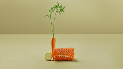 Carrot, banana, and salmon