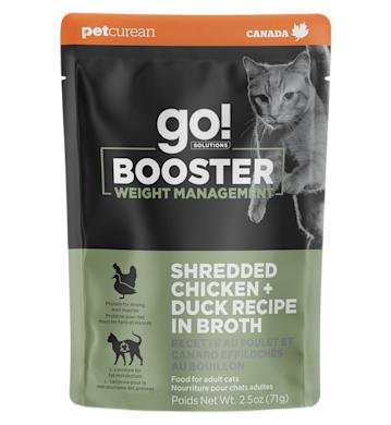 Go! Booster Weight Management Shredded Chicken + Duck Recipe in Broth for Cats