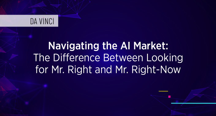 Blog title design reading, Navigating the AI Market: The Difference Between Looking for Mr. Right and Mr. Right-Now