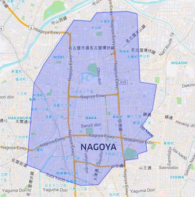 Uber Eats Nagoya Service Area Map