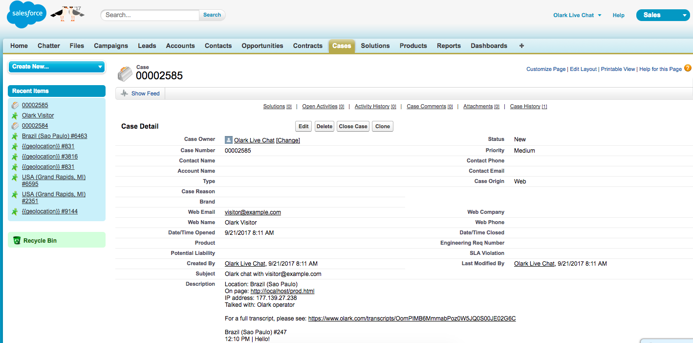 This is a screenhot of Salesforce Integration