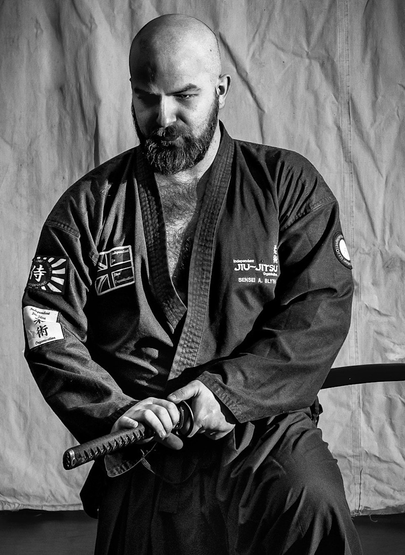 Sensei Andy Blyth drawing his katana