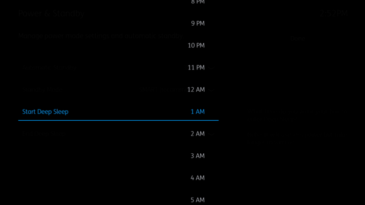 Deep Sleep timer in numerical order in setup